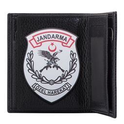 Jandarma Özel Harekat Metal Rozetli Deri Cüzdan - Klasik Tasarım