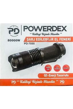 Powerdex PD-7055 Şarj Edilebilir Metal El Feneri