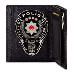 Polis Rozetli Klasik Cüzdan – Siyah Renk