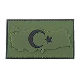 Türkiye Haritalı TÜRK Bayrak Silikon Peç Haki Patch